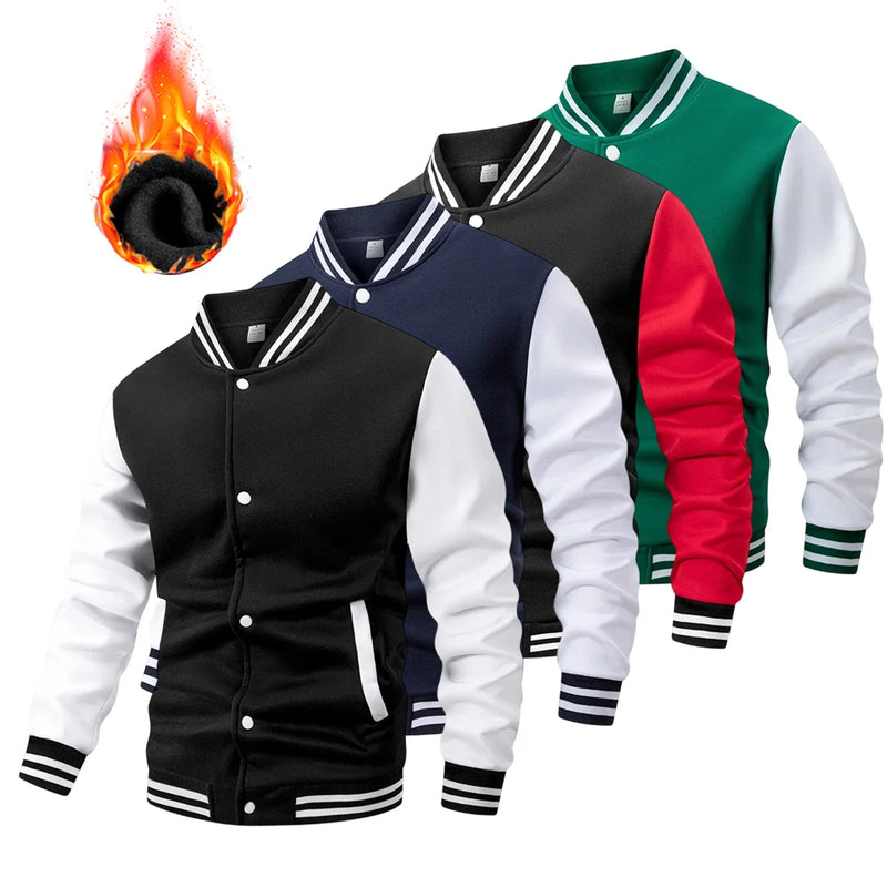 Giacca da baseball classica uomo Varsity Cappotto con bottoni sul davanti a blocchi