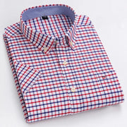 Camicia Oxford da uomo Bamboople – maniche corte, traspirante, casual business, plaid, estate e primavera - Campeda