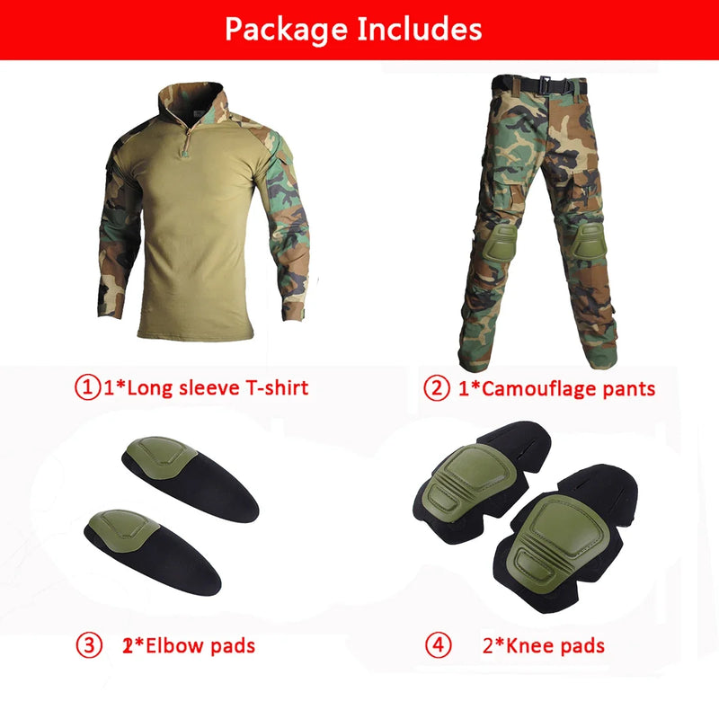 Kit tattici Tute mimetiche da esterno per uomo Uniforme combattimento Pantaloni - immagine 16