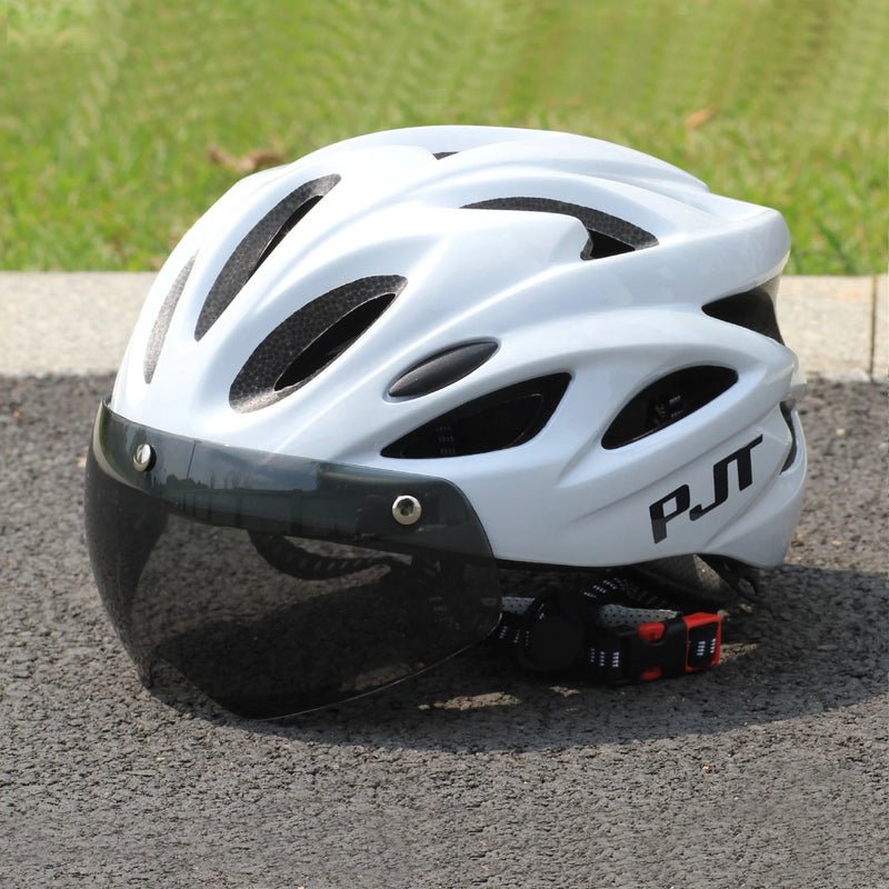 Casco Ciclismo PJT con Occhiali Magnetici – MTB e Strada Ultraleggero con Visiera Rimovibile