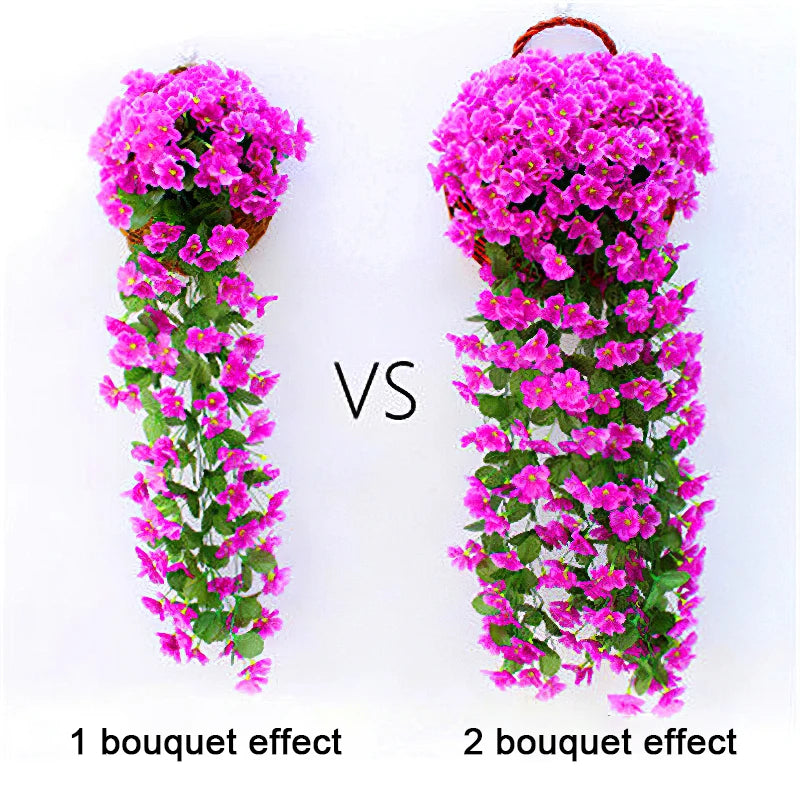 Ghirlanda di Fiori Artificiali Pendenti 90/80 CM Decorazione floreale elegante per casa, giardino, matrimoni ed eventi