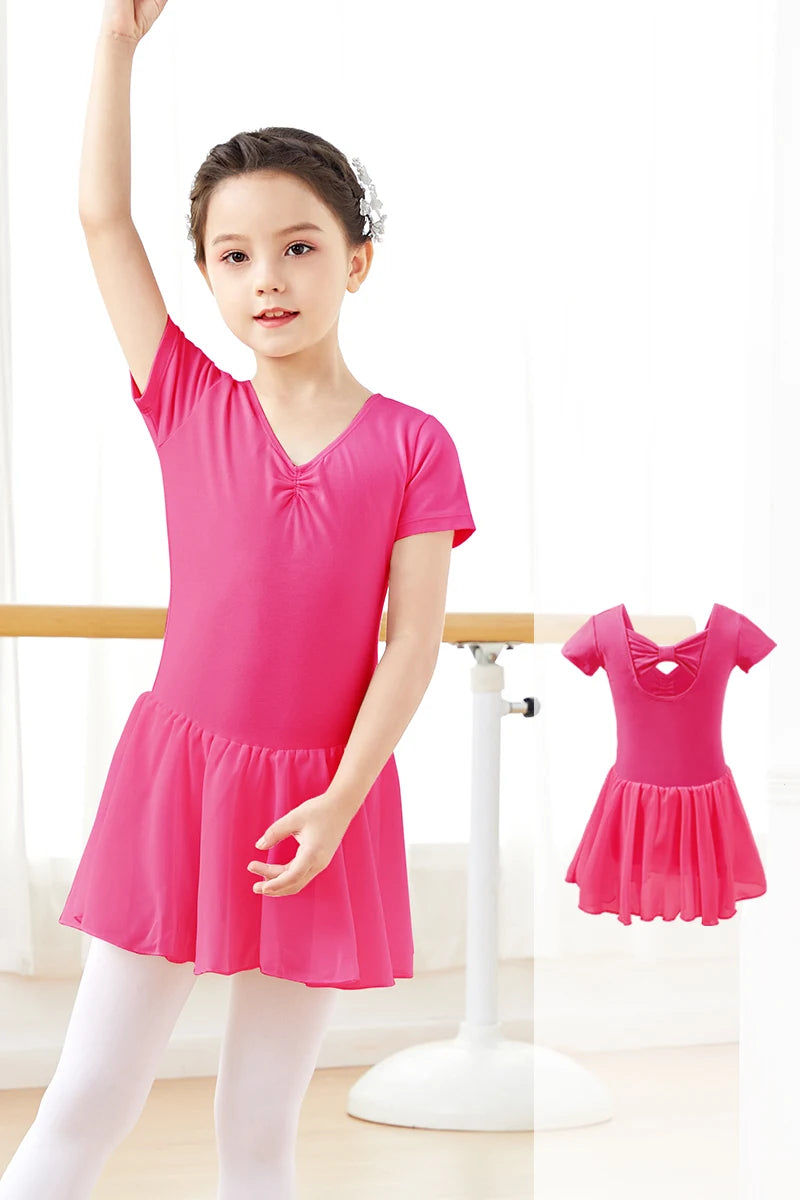 Body Balletto Bambina con Gonna in Chiffon – Abito Danza con Fiocco Elegante
