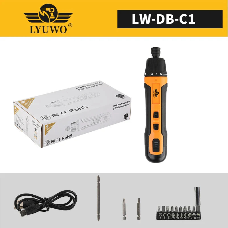 LYUWO Mini cacciavite elettrico wireless, punta da trapano ricaricabile da 1300 mAh, strumento di riparazione della coppia di smontaggio multifunzionale