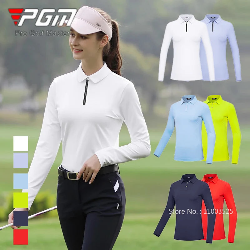 PGM Polo da golf donna ad alta elasticità T-shirt traspirante a maniche lunghe
