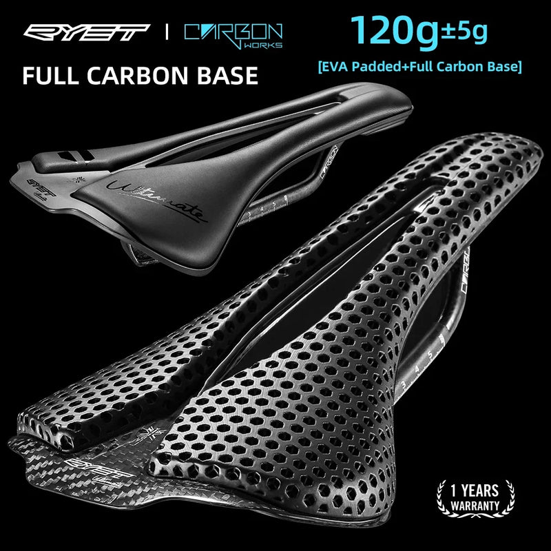 RYET Sella per bicicletta stampata in 3D 120g Cuscino carbonio 250x140mm Sedile bici