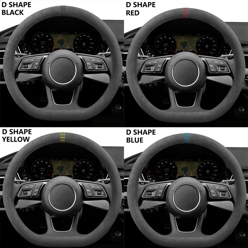 Coprivolante Auto 37-38 cm in Pelle Scamosciata Premium – Antiscivolo, Traspirante e Avvolgente, Copri Volante Universale Accessori Interni Auto - Campeda