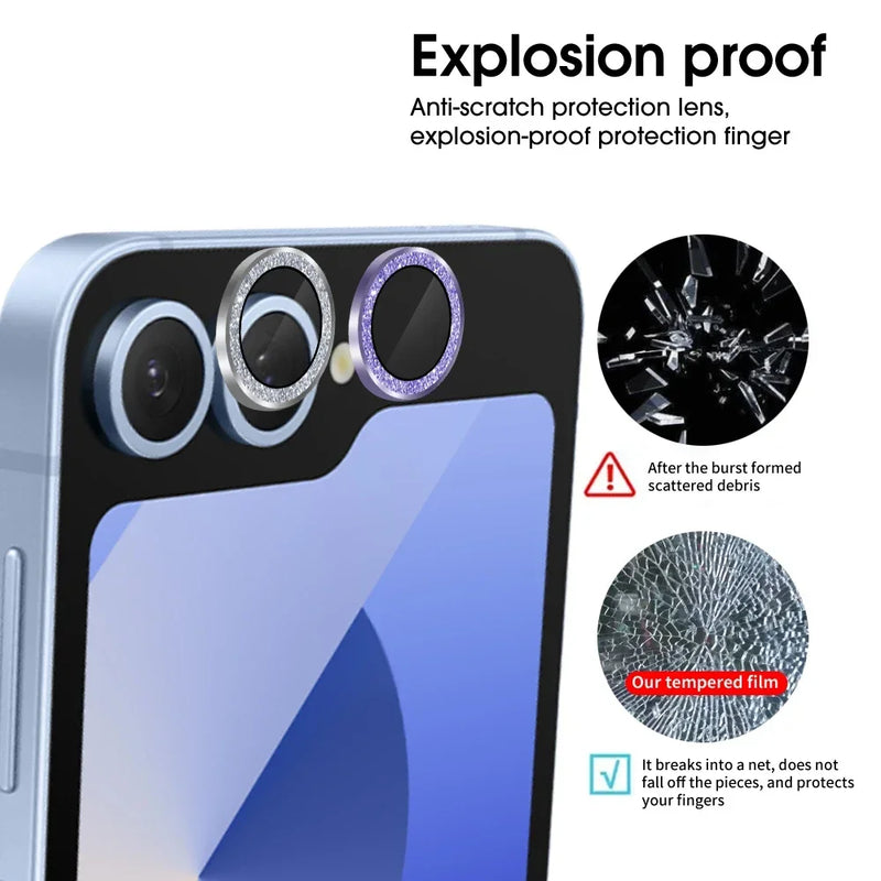 Anelli per obiettivo in vetro temperato per Samsung Galaxy Z Flip, protezione anti-scratches, anti-shock, in vetro resistente
