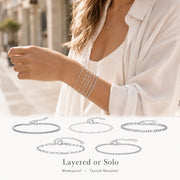 Bracciale a catena da donna color argento bracciali impilabili in acciaio inossidabile - immagine 2