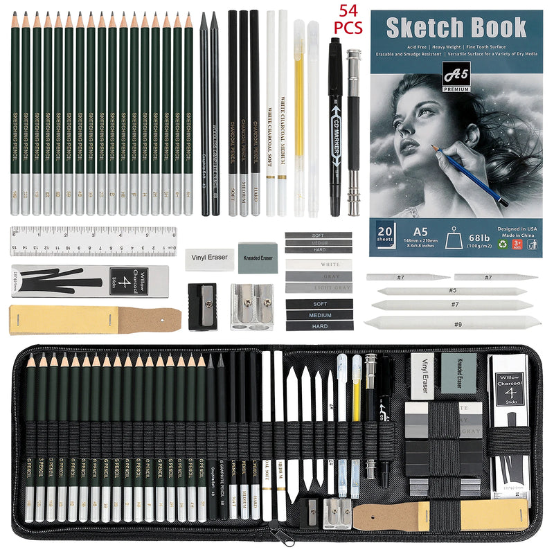 Set Professionale Matite da Disegno e Schizzo Kit artistico completo per disegno, schizzi e colorazione creativa