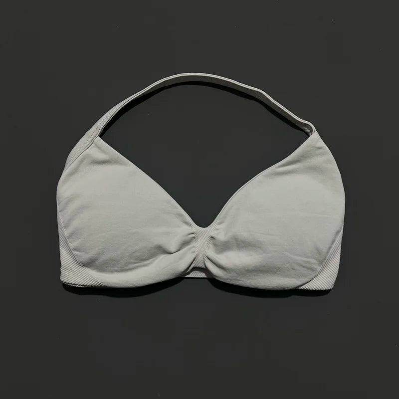 Reggiseno sportivo con spalline Intimo yoga Donna Palestra Top Corsa Esercizio senza - Beige - immagine 18