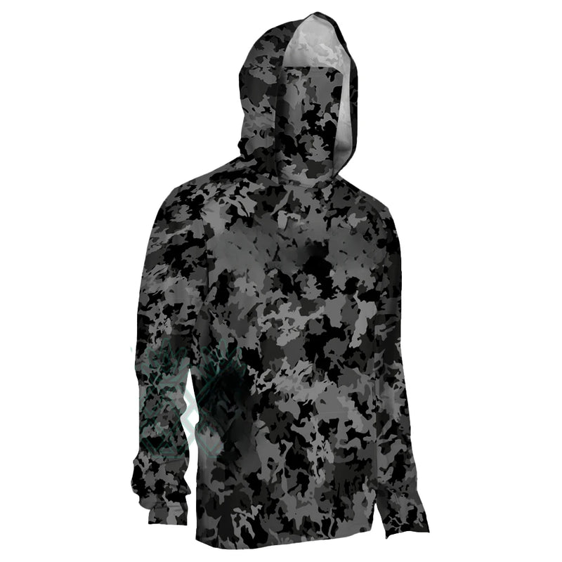 Abbigliamento da pesca Maschera a maniche lunghe uomo mimetica Camicie con cappuccio - immagine 2