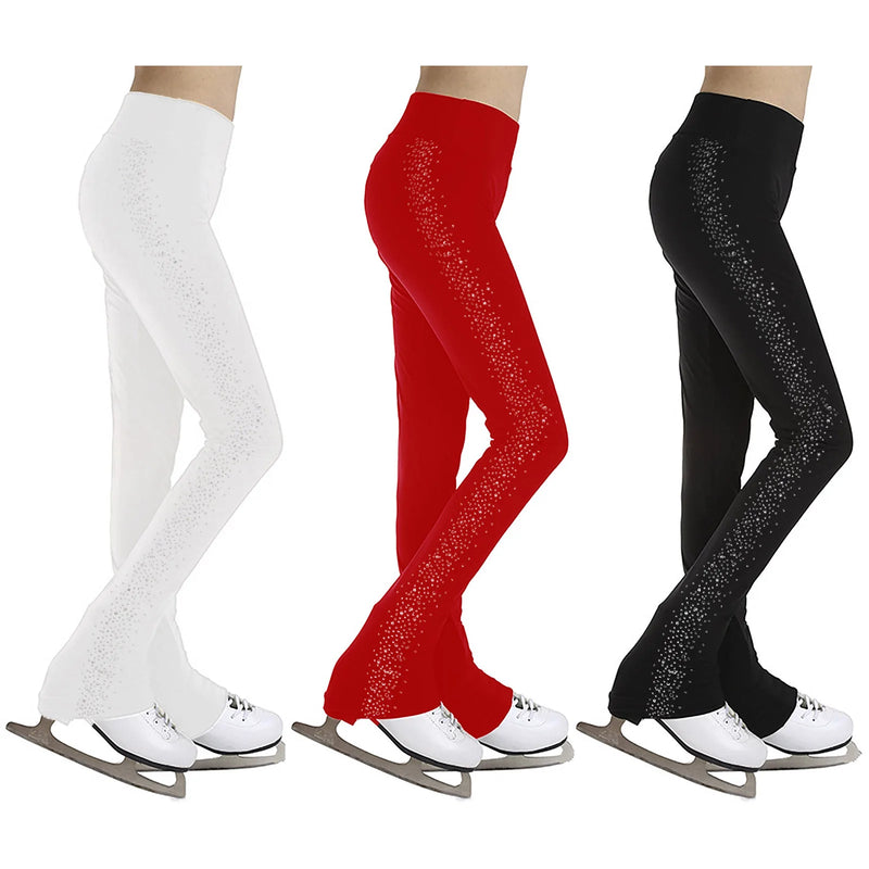 Pantaloni da pattinaggio di figura per ragazze adolescenti Strass laterali Leggings - immagine 5