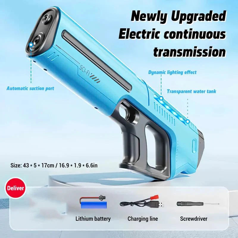 Pistole ad acqua elettriche per adulti Potente spruzza d'acqua automatica Aspirazione d'acqua Blasters Estate Giocattolo da spiaggia all'aperto per ragazzi Regalo per bambini