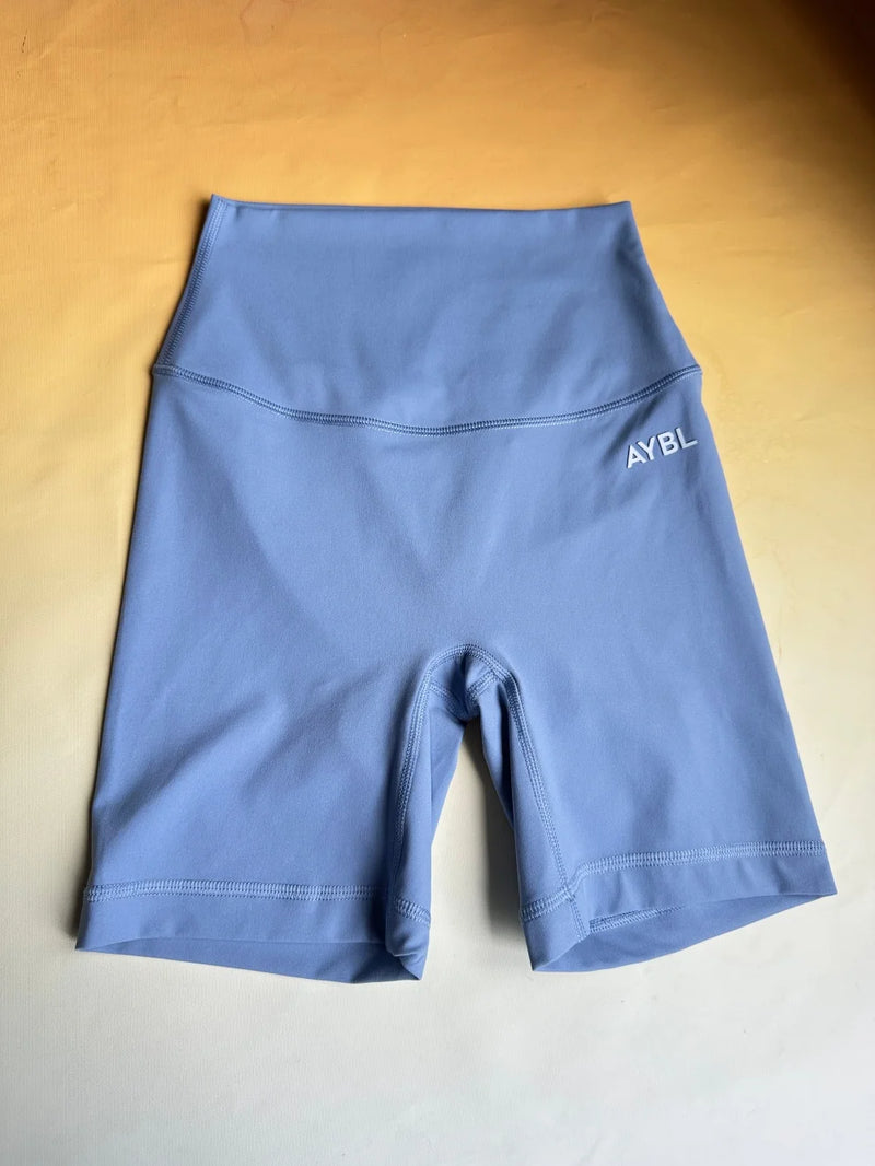 AYBL Top da yoga con scollo all'americana e pantaloncini da 2 pollici per fitness, palestra e allenamento Pilates — Tessuto delicato sulla pelle