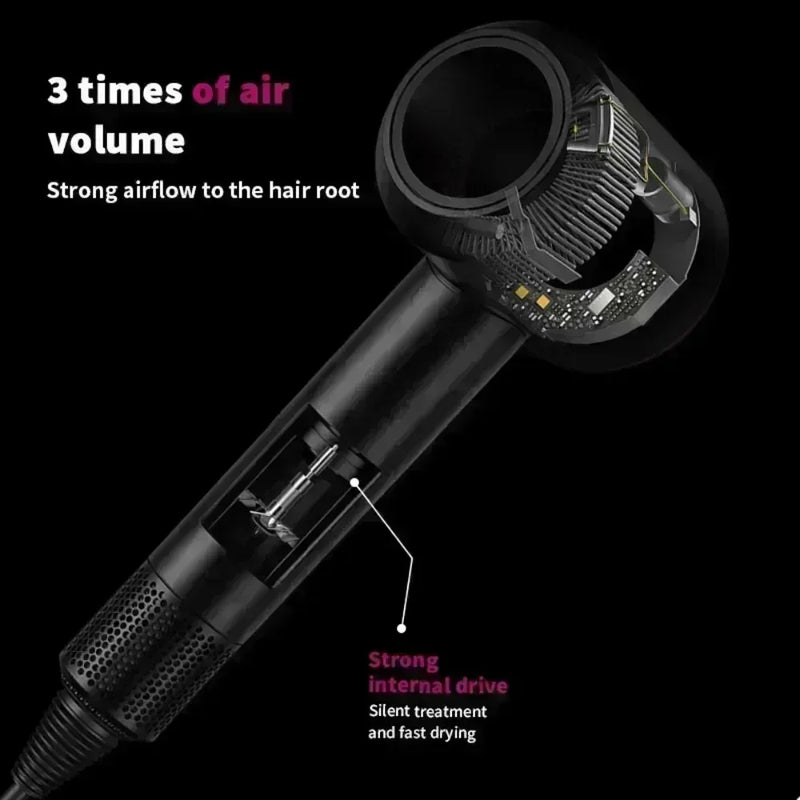 5-in-1 Professional Hair Dryer with Hot and Cold Air Functionality: Lightweight and Thermostatic Styling Tool for Straight Hair