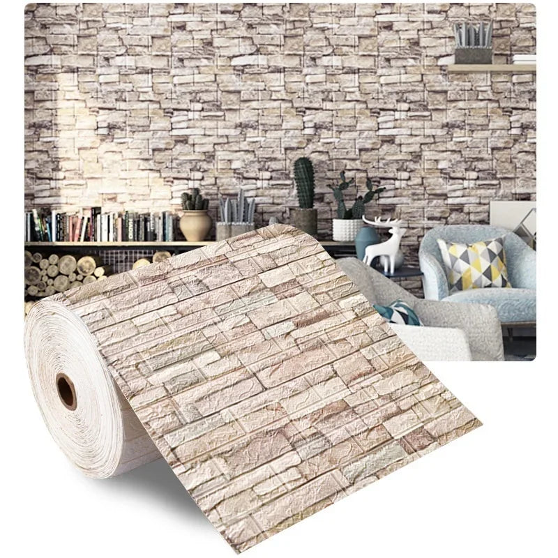 Carta da Parati 3D Effetto Mattone Autoadesiva in Schiuma Impermeabile per Decorazione Casa e Rivestimento Pareti