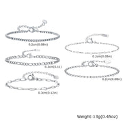 Bracciale a catena da donna color argento bracciali impilabili in acciaio inossidabile - immagine 5
