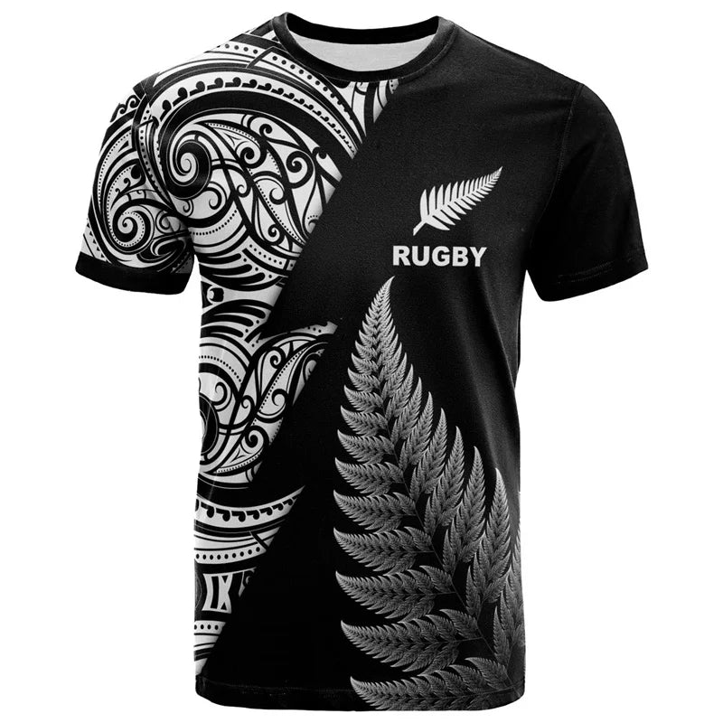 3D Zelanda Maori Palla da rugby Stampa T Shirt Sport Fitness T-shirt ad - immagine 5