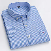 Camicia Oxford da uomo Bamboople – maniche corte, traspirante, casual business, plaid, estate e primavera - Campeda