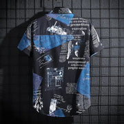 Camicia da uomo a maniche corte con stampa – top da spiaggia leggero e casual, abbigliamento estivo da tempo libero - Campeda