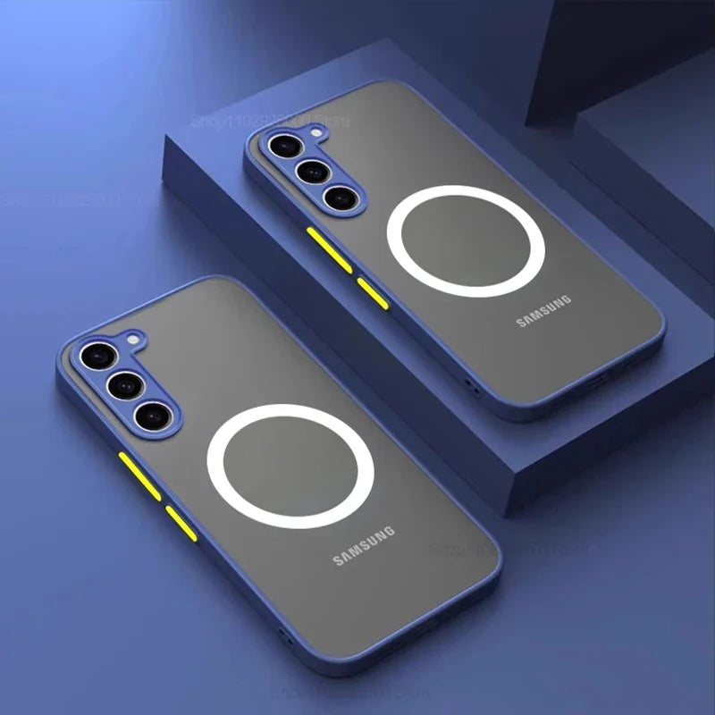 S25 S24 Ultra Plus Custodia Armatura opaca magnetica per Samsung Galaxy S25 S24 S23 S 25 Ultra Plus Custodie Cover di ricarica wireless satinata