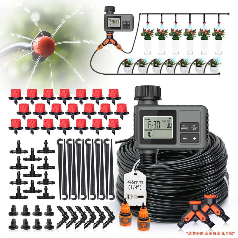 30-5m Pulsante LCD da giardino Timer Set di irrigazione 0-80L/H Ugello rotante regolabile Display intelligente Sistema di irrigazione automatica