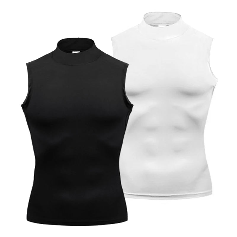 T-shirt senza maniche per esercizi di allenamento Dolcevita da uomo Camicia a - immagine 2