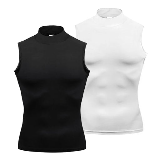 T-shirt senza maniche per esercizi di allenamento Dolcevita da uomo Camicia a - immagine 2