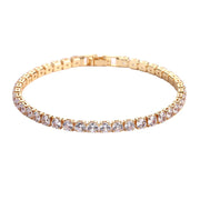 Braccialetti in cristallo di zirconi cubici di lusso Hiphop ghiacciati da 4 mm per donna uomo gioielli a catena con bracciale color argento color oro - Campeda