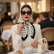 Foulard quadrato con stampa a pois da donna sciarpa in seta - immagine 4