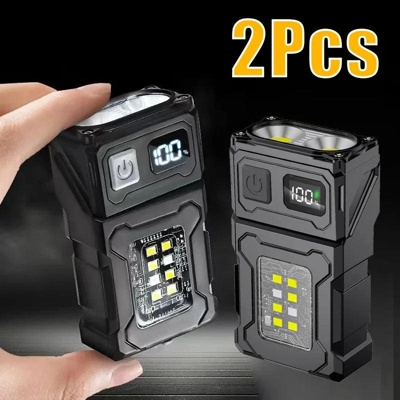 Torcia LED Ricaricabile USB Multifunzione – Mini Torcia Tattica EDC con Magnete e Luce COB - Campeda