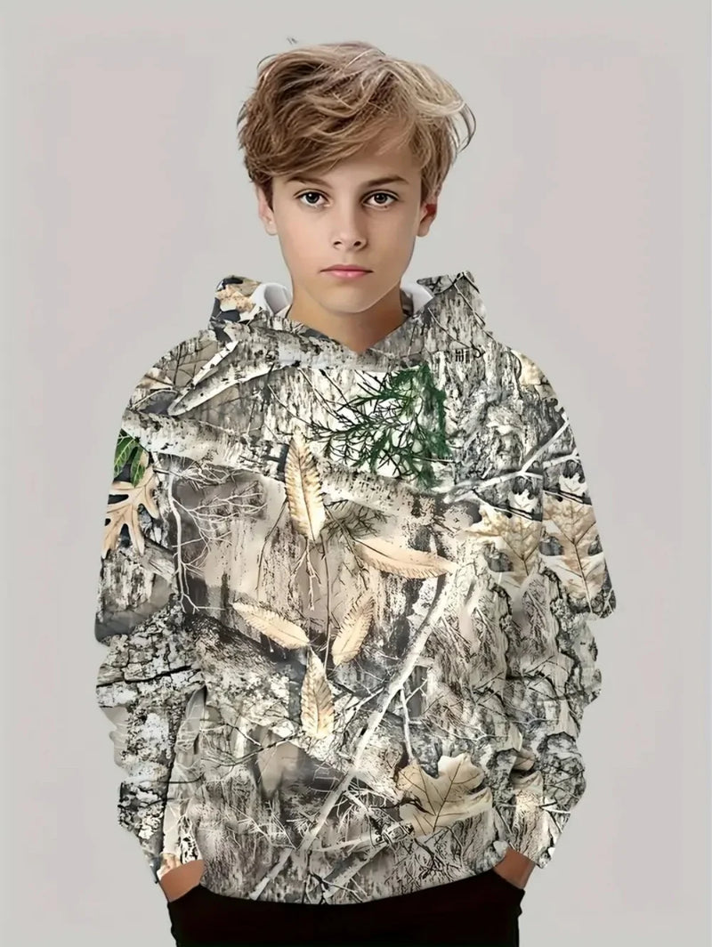 Felpe con cappuccio da caccia mimetiche Stampa foresta Abbigliamento ragazzo Sport - immagine 3
