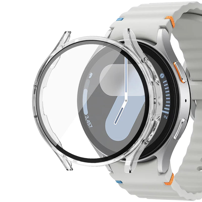 Custodia rigida opaca per PC con protezione per schermo in vetro temperato per Samsung Galaxy Watch 7 6 5 4 40mm 44mm Paraurti protettivo completo