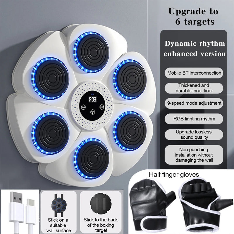 Smart Music Boxing Machine con LED RGB – Bersaglio da Boxe Bluetooth per Allenamento a Casa - Campeda