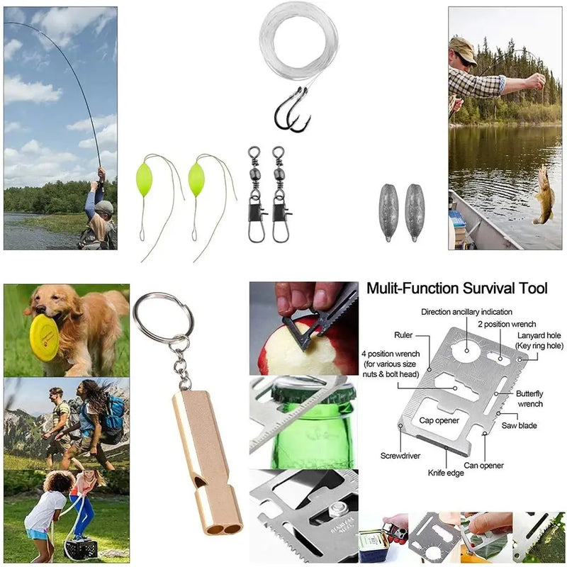 Kit Sopravvivenza Emergenza Professionale – Set Tattico Multifunzione con Primo Soccorso SOS per Campeggio e Outdoor