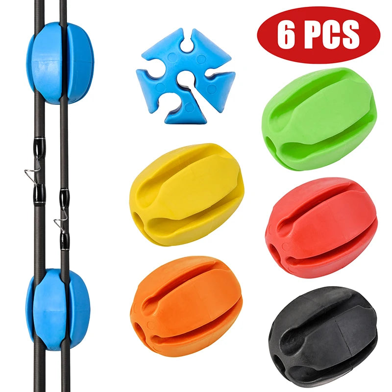 6 pezzi porta canna da pesca in silicone cinghie a sfera 5 fori