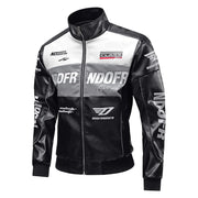 Giacca Moto Uomo in Pelle PU – Giubbotto Biker Multitasche con Colletto Alto, Giacca Primavera Autunno Casual - Campeda
