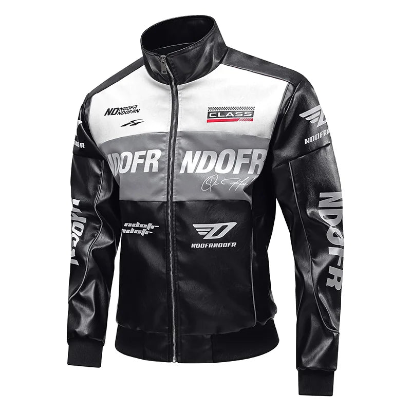 Giacca Moto Uomo in Pelle PU – Giubbotto Biker Multitasche con Colletto Alto, Giacca Primavera Autunno Casual - Campeda
