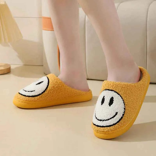 Sorriso carino Pantofole soffici da donna Inverno Interno Punta chiusa Pantofole calde per coppia Donna antiscivolo Tacco piatto Pelliccia Scivoli per la casa Scarpe