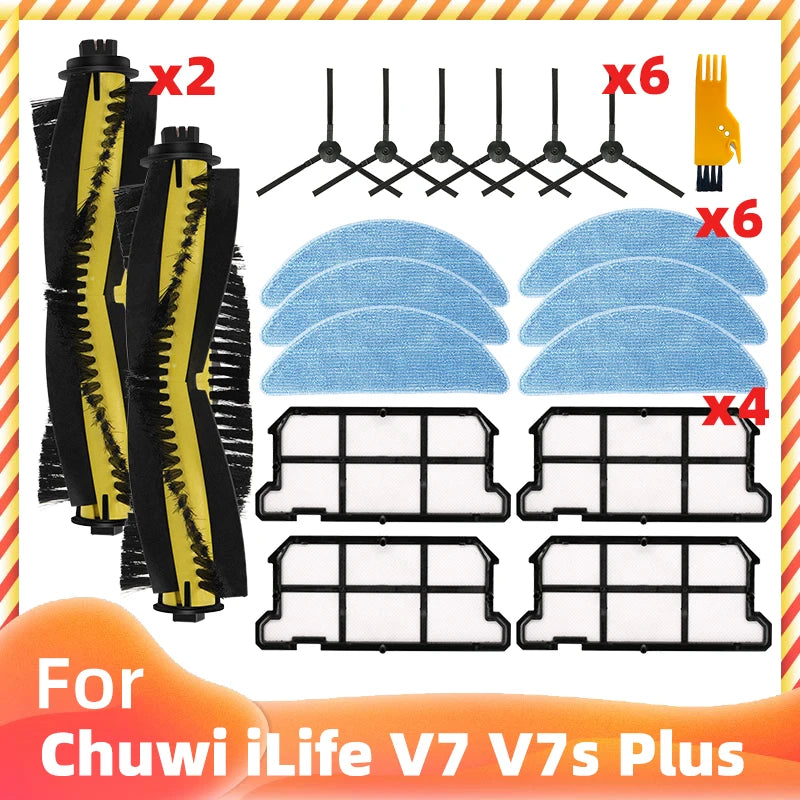 Spazzole laterali intere Filtro filtro Mop Panno per Chuwi iLife V7 / V7s Plus Robot Aspirapolvere Pezzo di ricambio