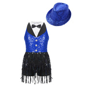 Costume da ballo jazz per bambina senza maniche con nappe e paillettes - immagine 14