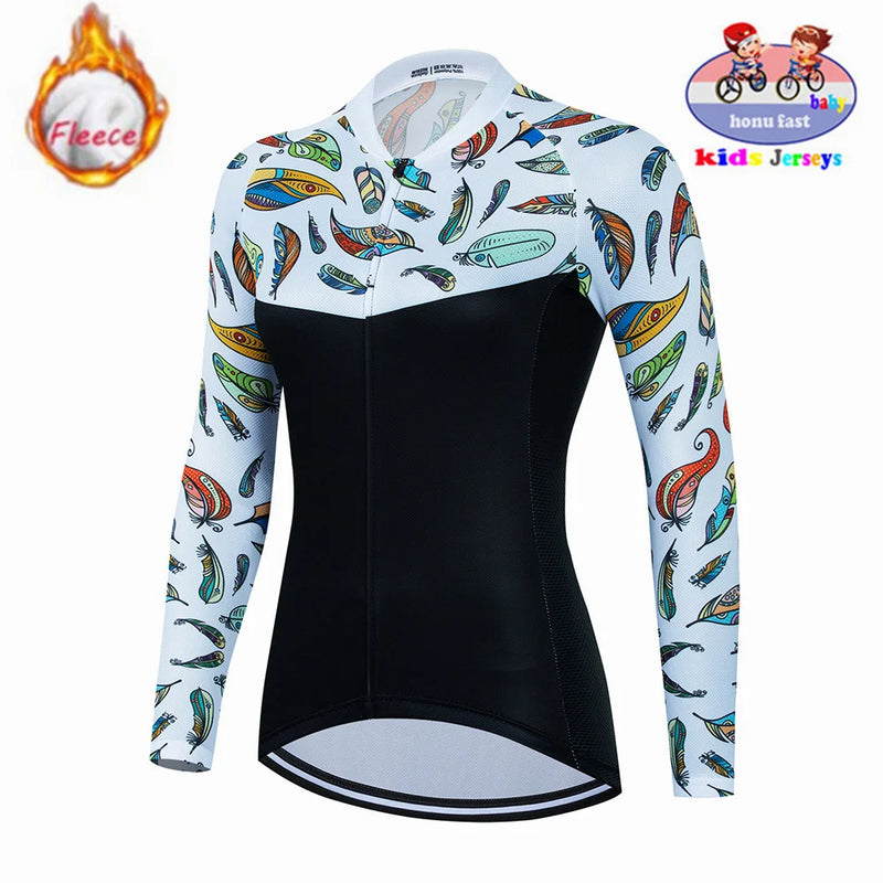 Maglia da ciclismo in pile termico invernale per bambini Set MTB Bicicletta Ragazza - immagine 18