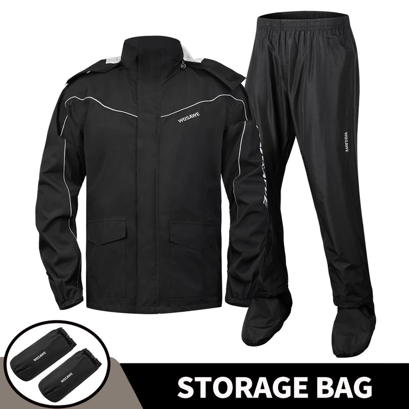WOSAWE Tuta da pioggia Giacca impermeabile divisa moto Pantaloni antipioggia - ME214-B-BH111 Black EU S (ASIA M) - immagine 1