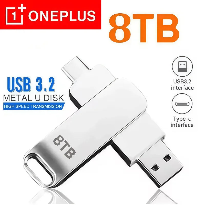 OnePlus 16TB USB 3.2 Trasferimento ad altissima velocità Chiavetta USB impermeabile in metallo 8TB 4TB 2TB Memoria portatile Chiavetta USB per cellulare