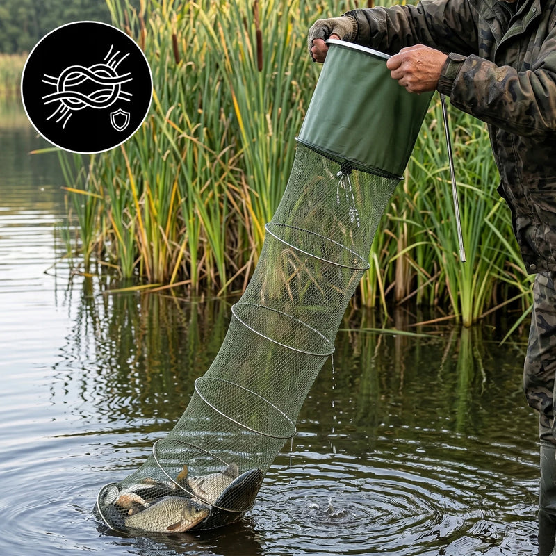 Rete da Pesca Pieghevole in Gomma 40x200cm 6 Cerchi - immagine 6