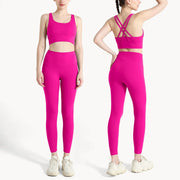 Completo fitness donna ZHUMU GYM – set yoga 2 pezzi con leggings con tasche, traspirante e quick dry - Campeda