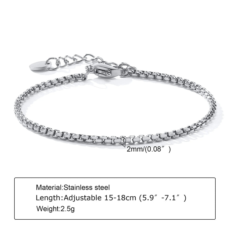 Bracciale a catena da donna color argento bracciali impilabili in acciaio inossidabile - immagine 16