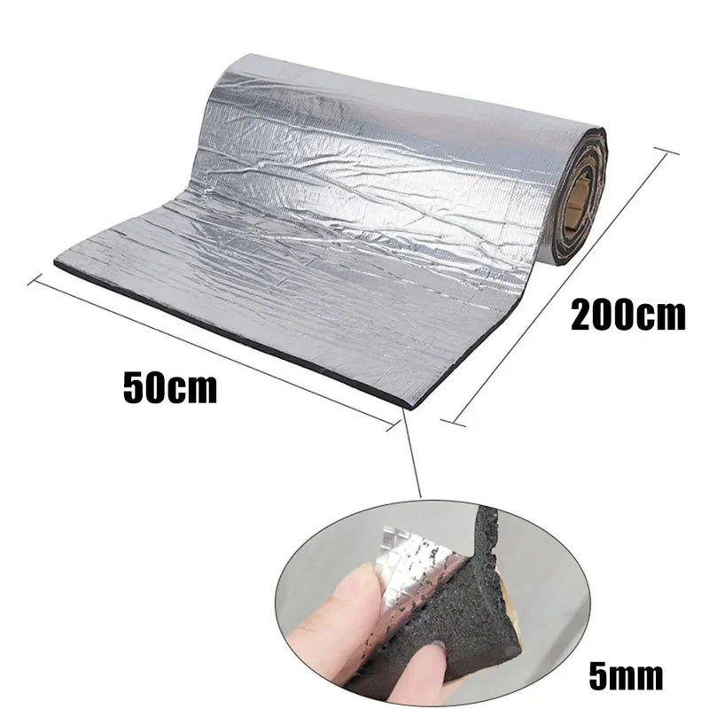 Tappetino Isolante Termico e Acustico Auto 200x50 cm Ignifugo – Pannello Insonorizzante in Alluminio, Antirumore e Anti Calore per Cofano, Porte e Interni - Campeda