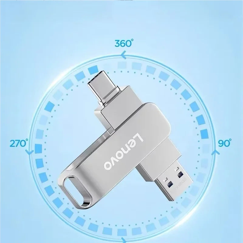 Lenovo 64TB 3.0 Chiavetta USB in metallo ad alta velocità Pen Drive 2TB 128GB PenDrive USB Type-C impermeabile per dispositivi di archiviazione del computer