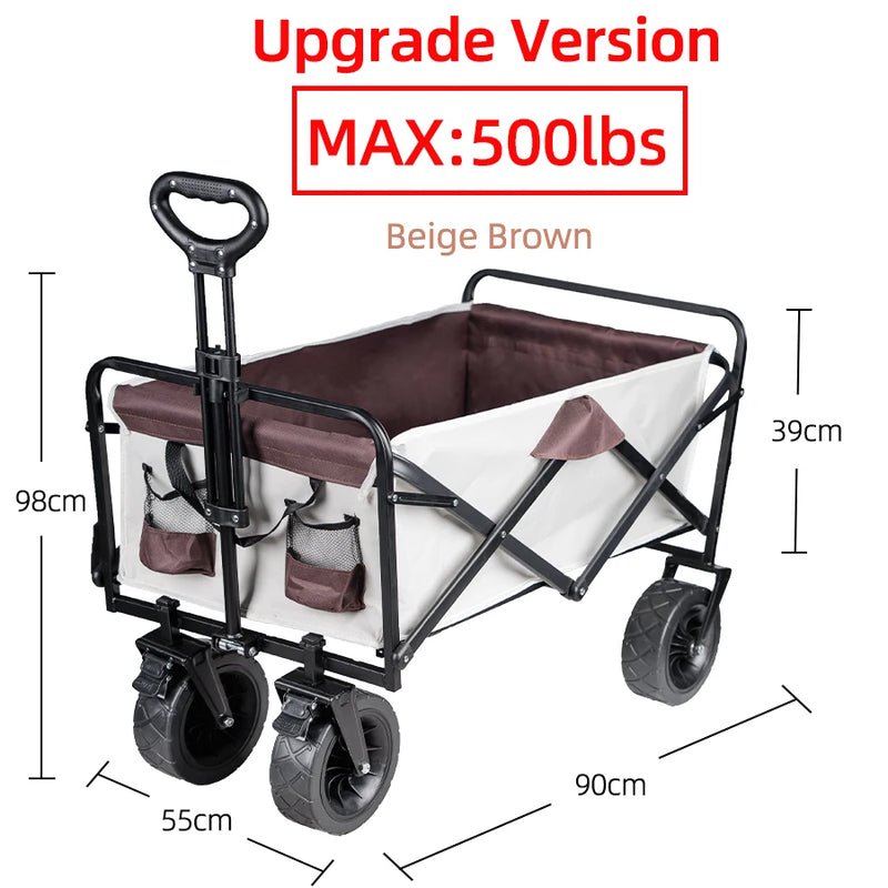 Carrello Pieghevole Heavy Duty – Grande Capacità per Campeggio, Spiaggia, Giardino & Outdoor - Campeda